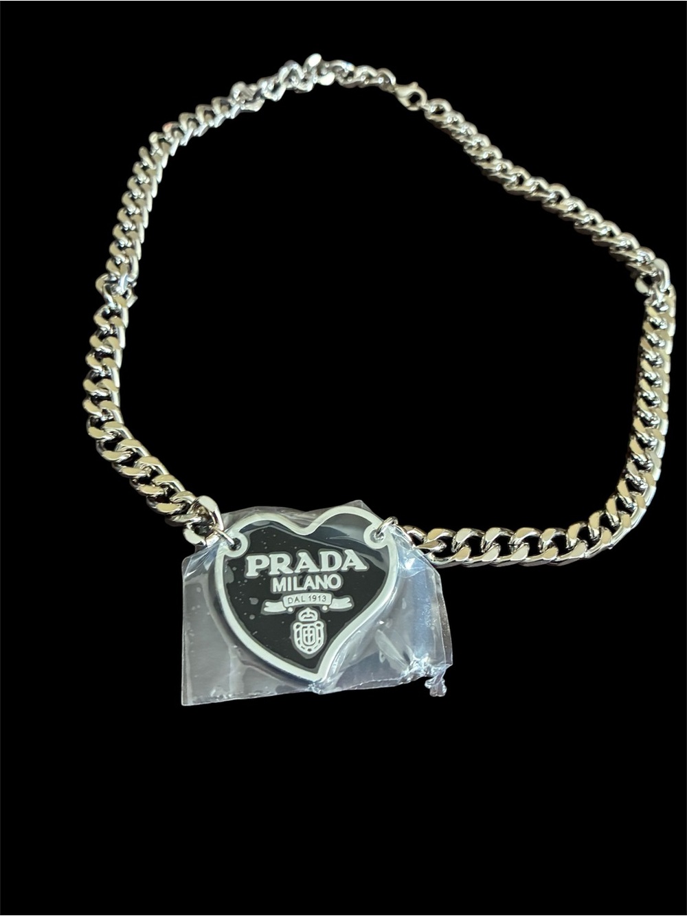 Prada Silver and Black Rare
Necklace